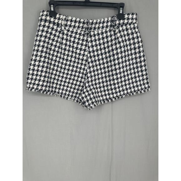 Vestique Shorts Womens Large Black High Rise Tweed Plaid White Houndstooth - Picture 3 of 9